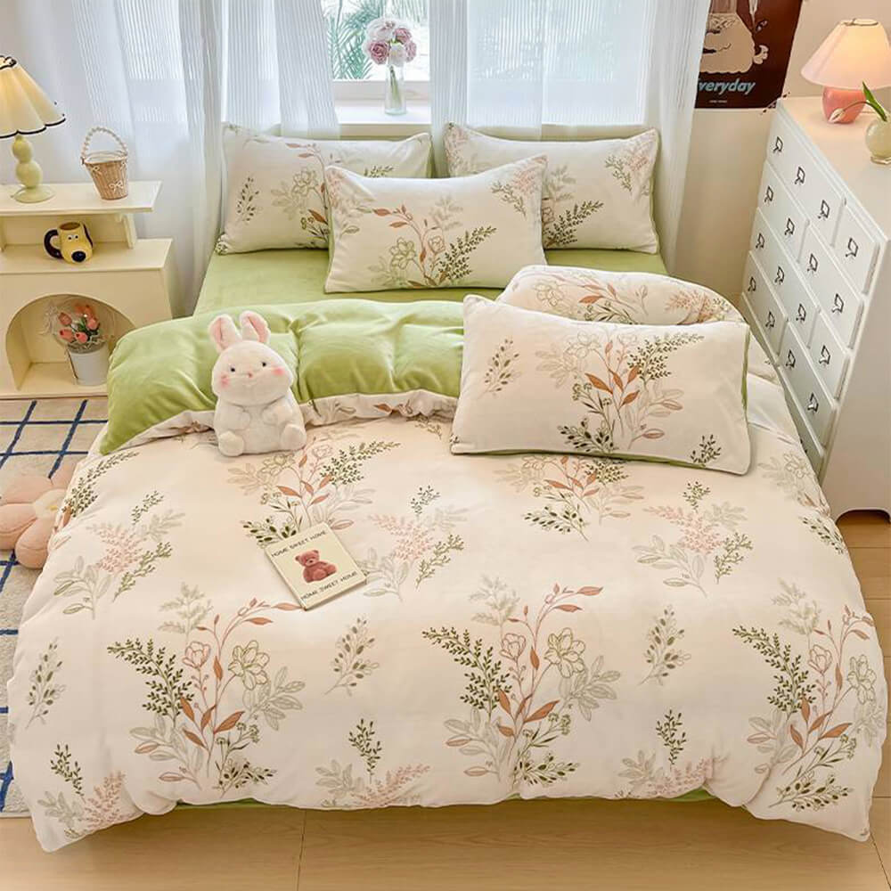 Ensemble de draps protecteurs de literie chauds en velours de lait Line Art