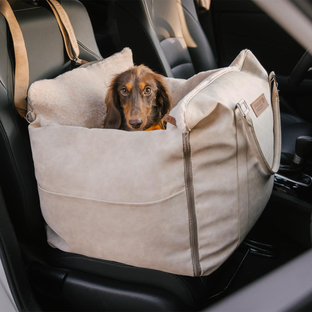 Großer, flauschiger, wärmender und rutschfester Hundetransporter-Autositz – Ride and Rover