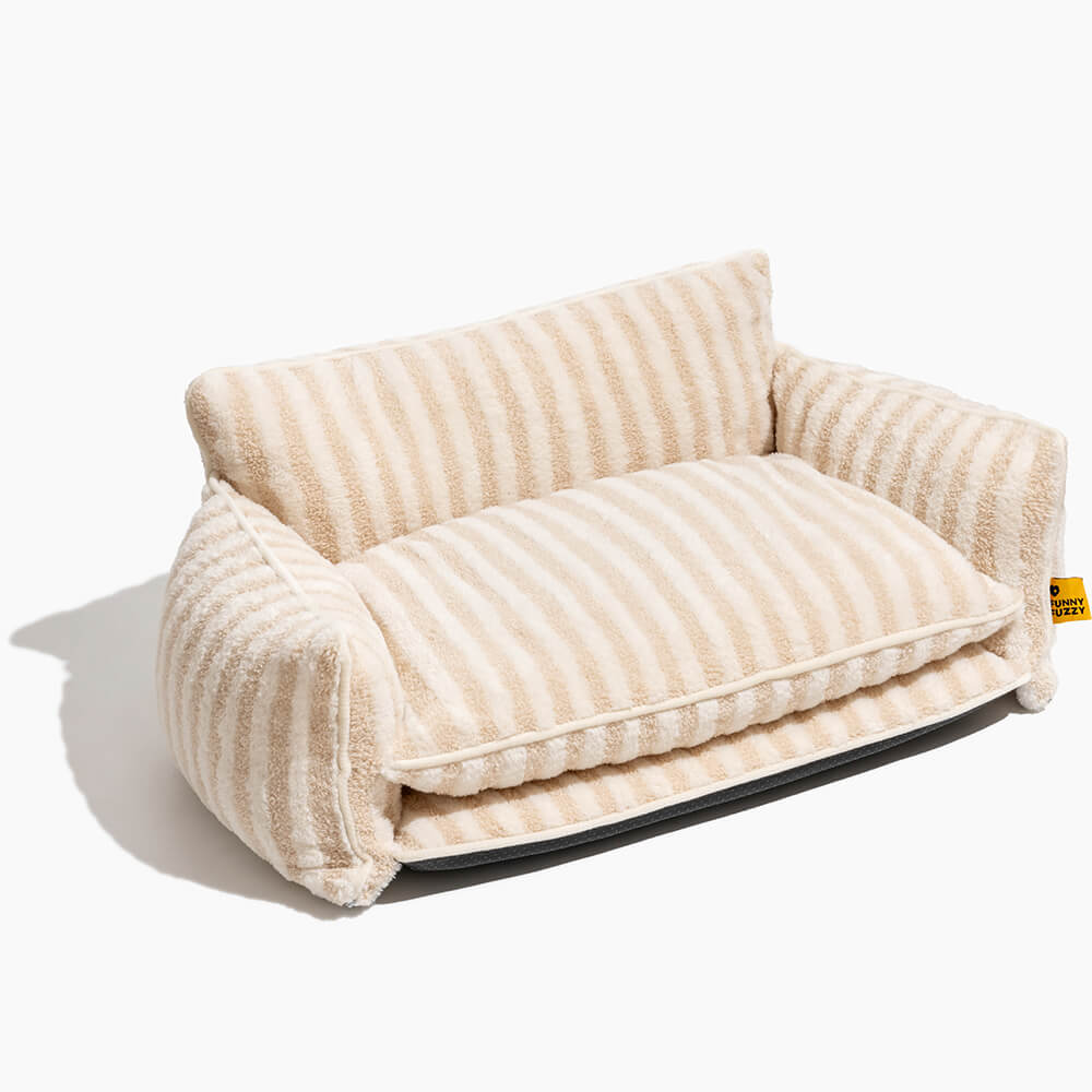 Cama de doble capa de cordero a rayas a rayas