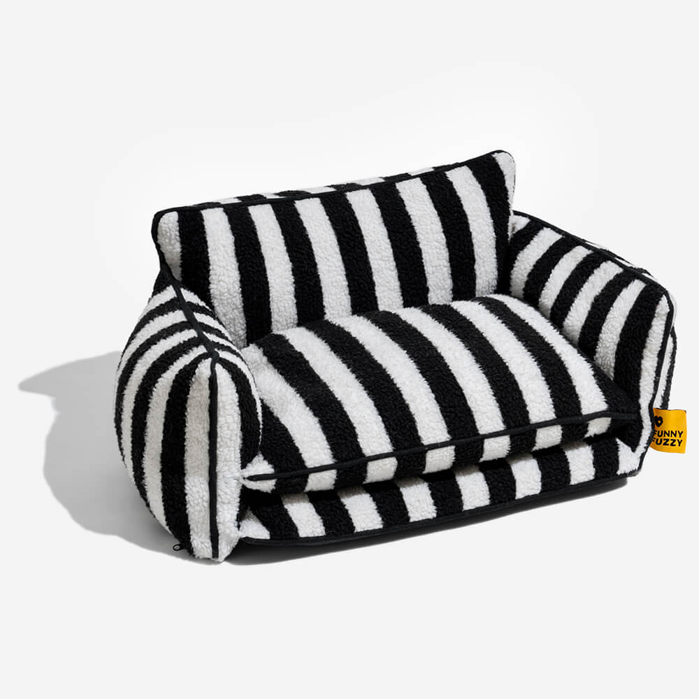 Cama de doble capa de cordero a rayas a rayas