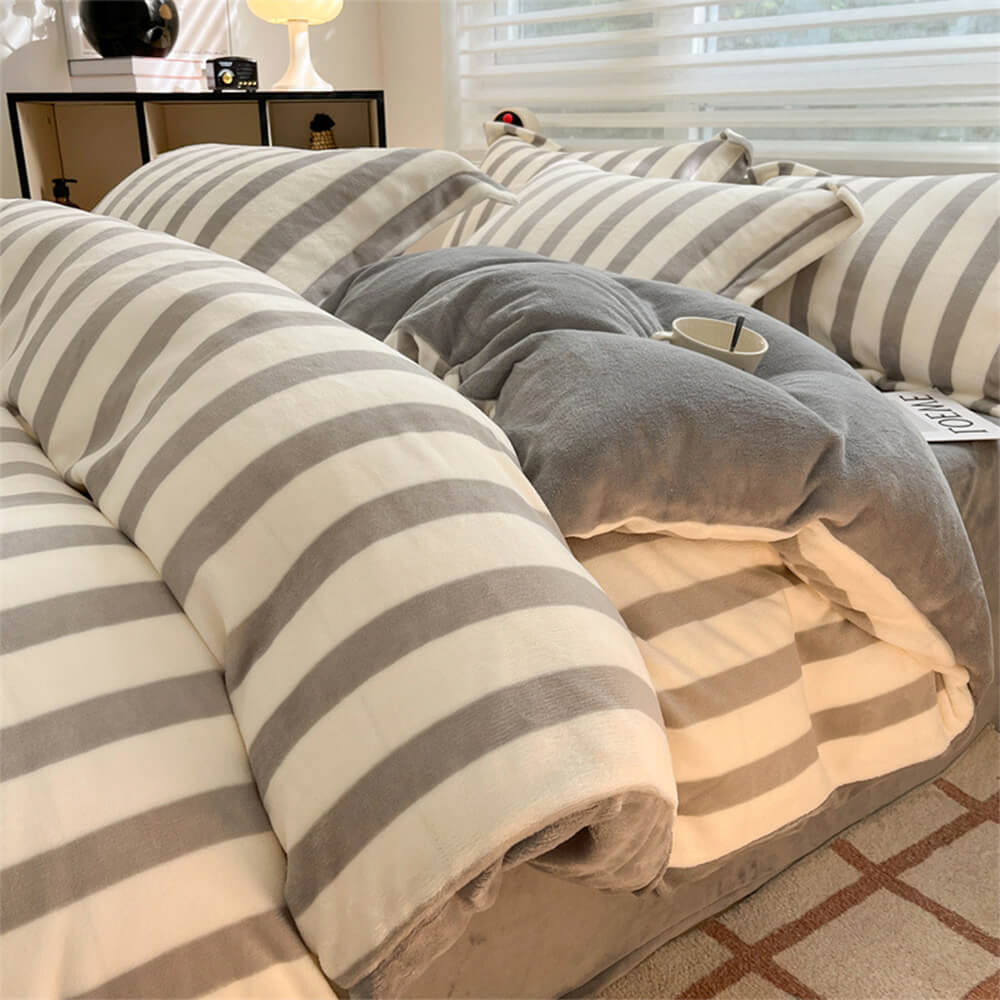 Juego de cama de terciopelo de la leche a cuadros antiestática