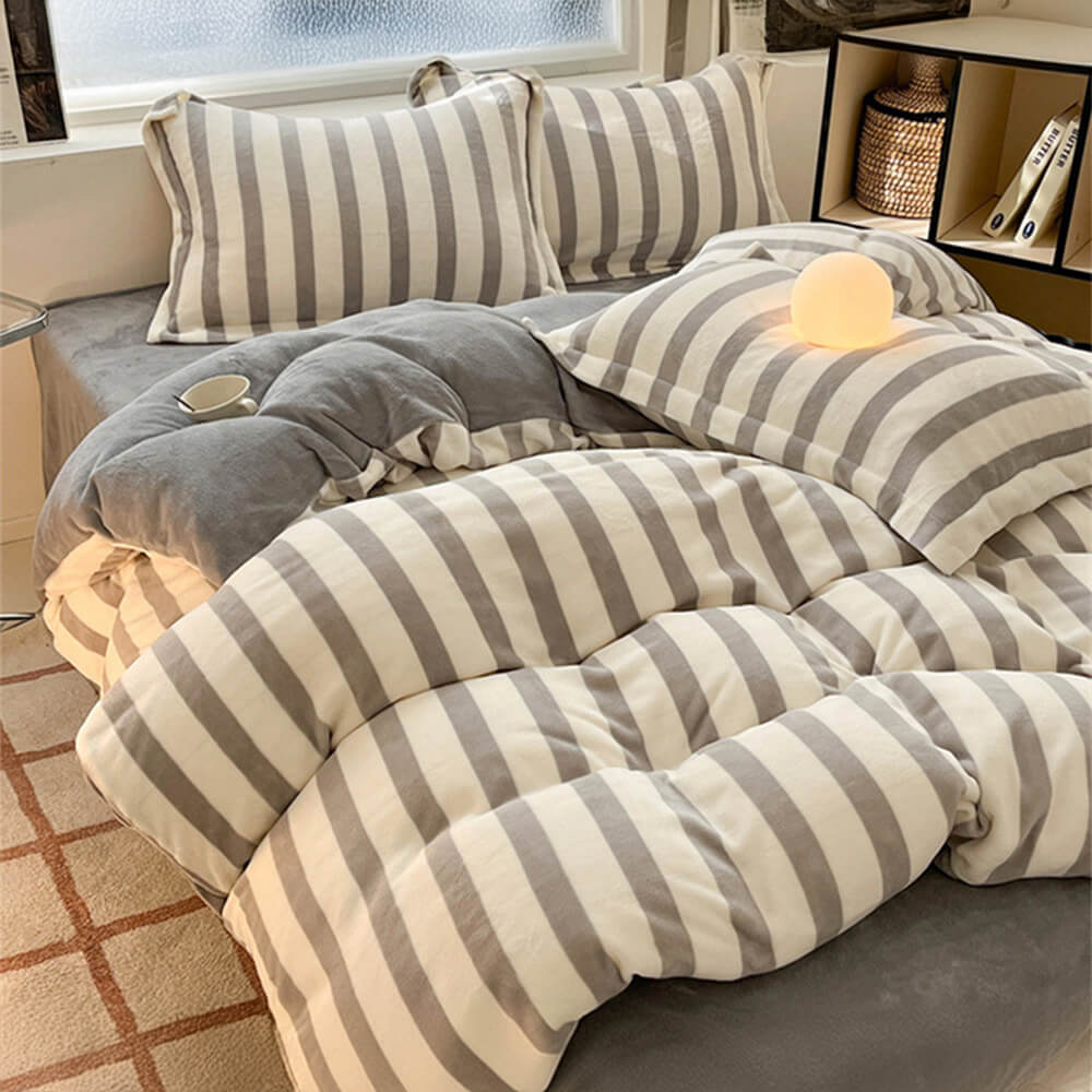 Juego de cama de terciopelo de la leche a cuadros antiestática