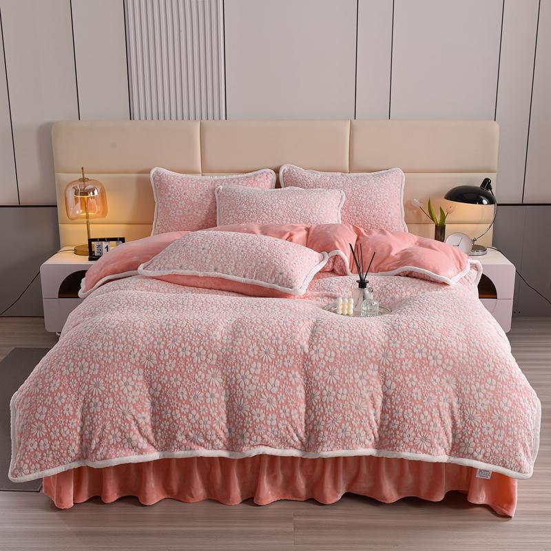 Elegante camisa de cama de terciopelo tallado con ropa de cama con cama para la piel