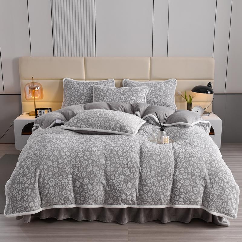 Elegante camisa de cama de terciopelo tallado con ropa de cama con cama para la piel