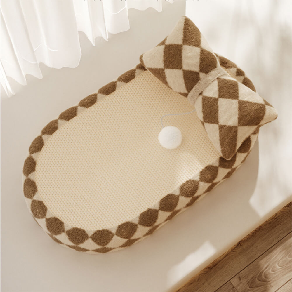 Cama de gato Sisal de tablero de ajedrez con tablero de rascado integrado: elegante y duradero