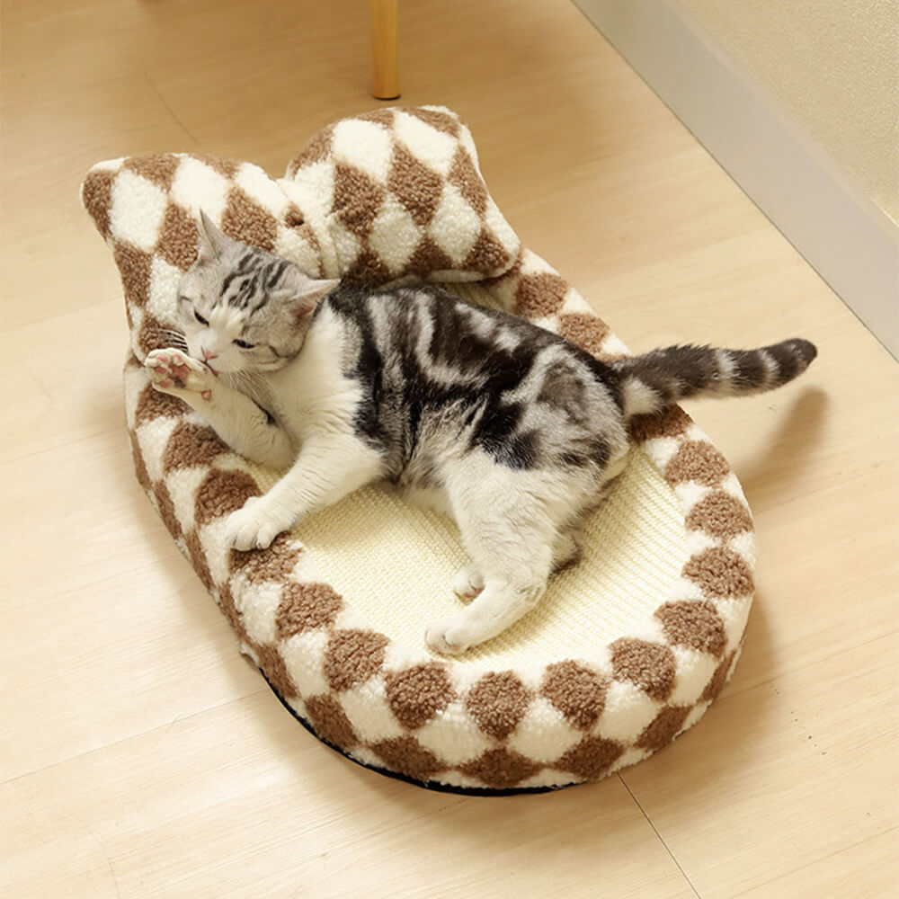 Cama de gato Sisal de tablero de ajedrez con tablero de rascado integrado: elegante y duradero