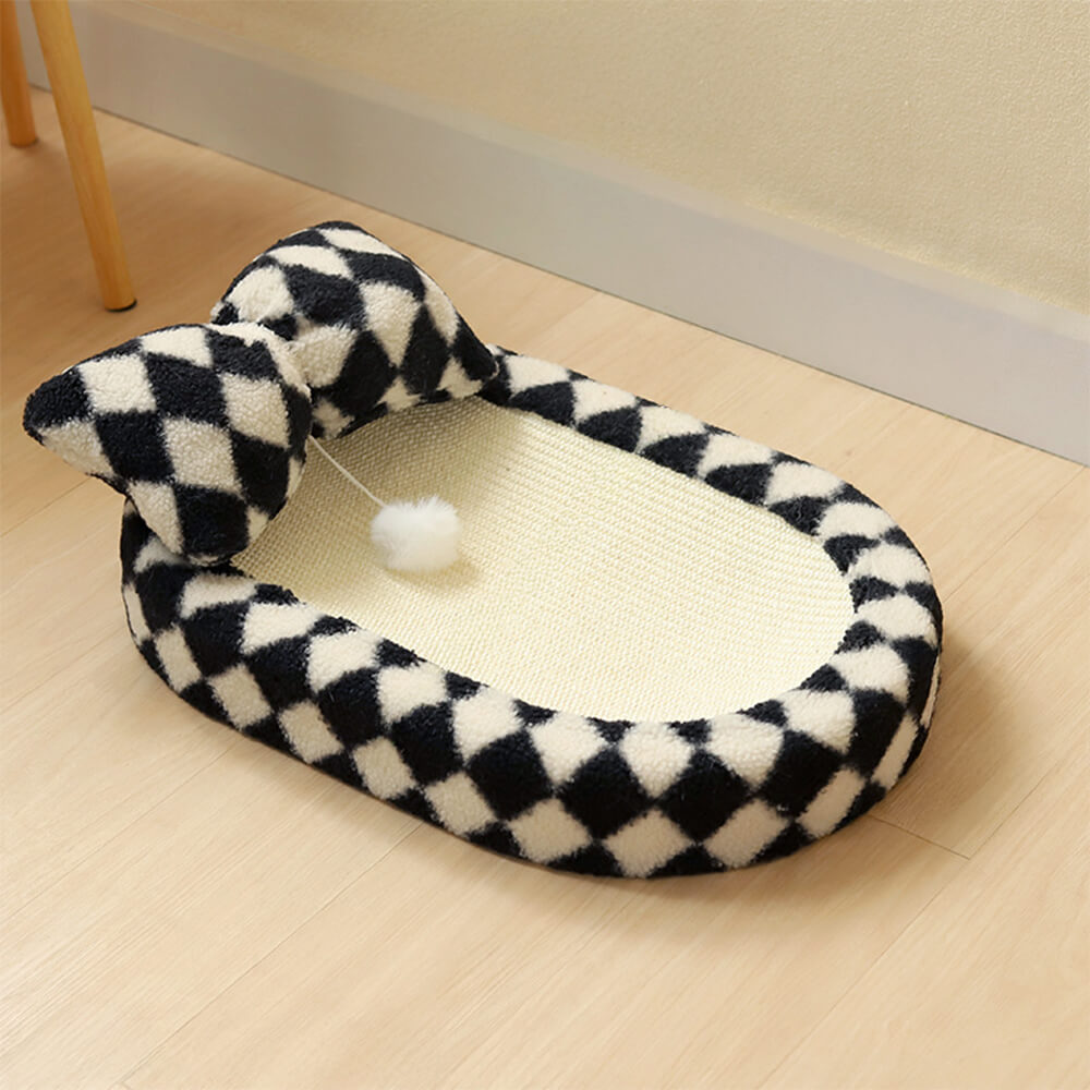 Cama de gato Sisal de tablero de ajedrez con tablero de rascado integrado: elegante y duradero