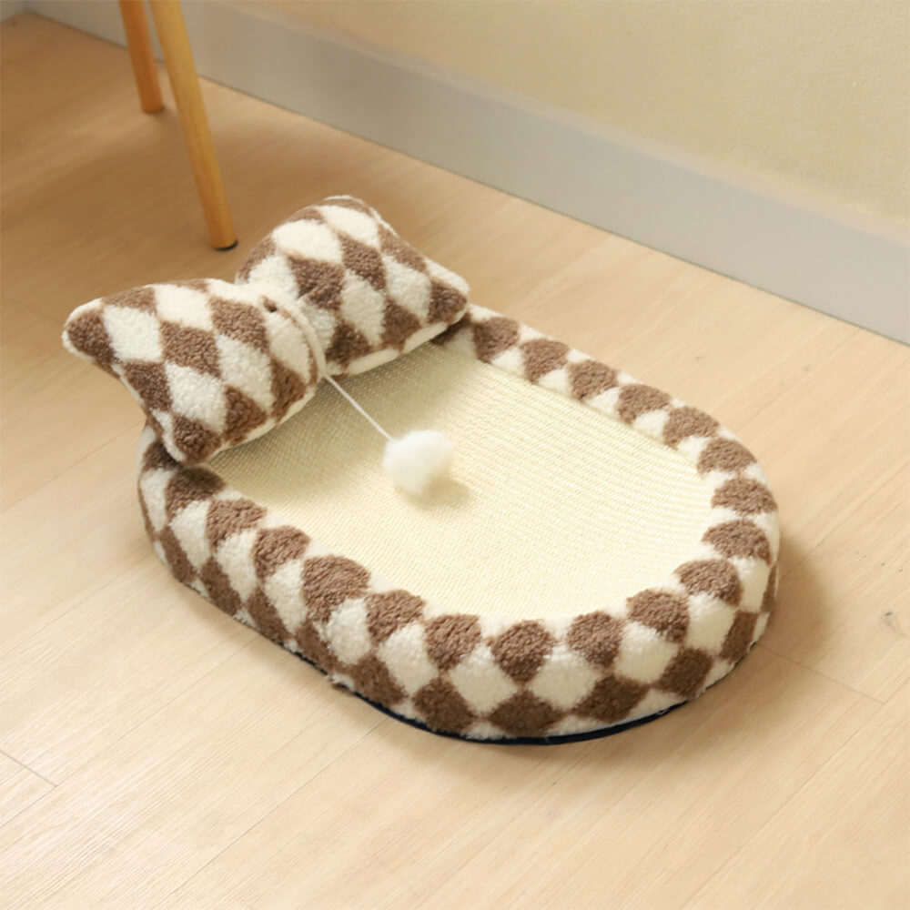 Cama de gato Sisal de tablero de ajedrez con tablero de rascado integrado: elegante y duradero