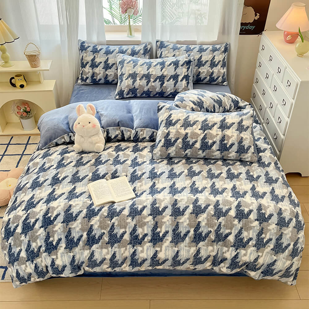Ensemble de draps protecteurs de literie chauds en velours de lait Line Art