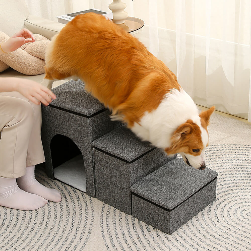 Escaleras de perros plegables multifuncionales portátiles con almacenamiento y condominio