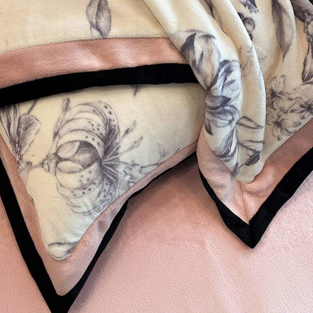 Ensemble de draps à motif de feuilles en velours de lait ultra doux qui ne perd pas ses poils