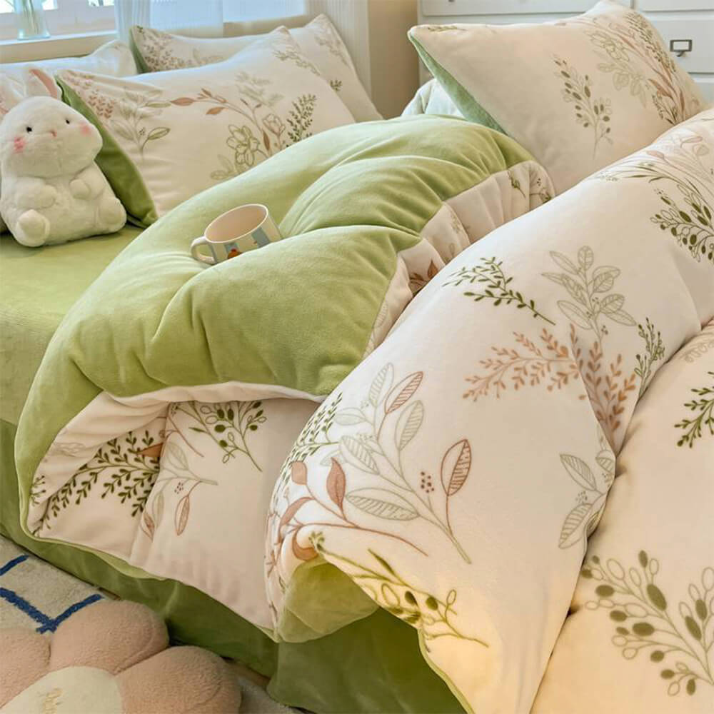Ensemble de draps protecteurs de literie chauds en velours de lait Line Art