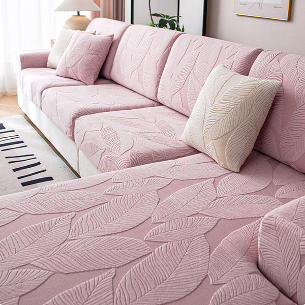 Modern Leaf Jacquard Water-Repellent Anti-Scratch Stretch Full Wrap Couch Cover