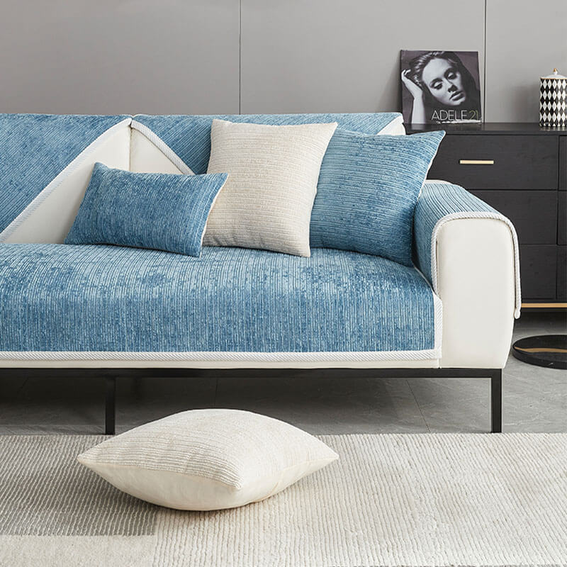 Waterproof Antimicrobial Simple Striped Chenille Anti-scratch Couch Cover