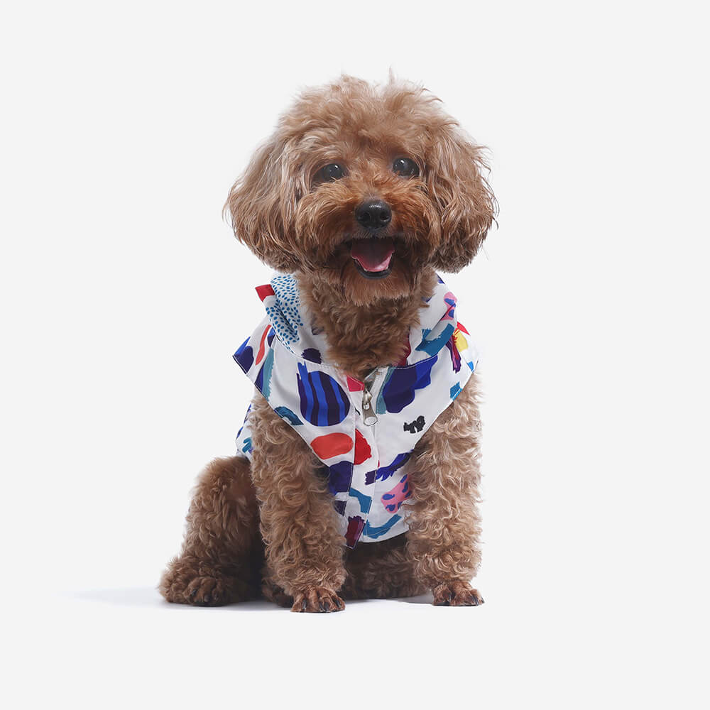 Reversible Waterproof Dog Rain Coat - Graffiti & Iridescent - FUNNYFUZZY