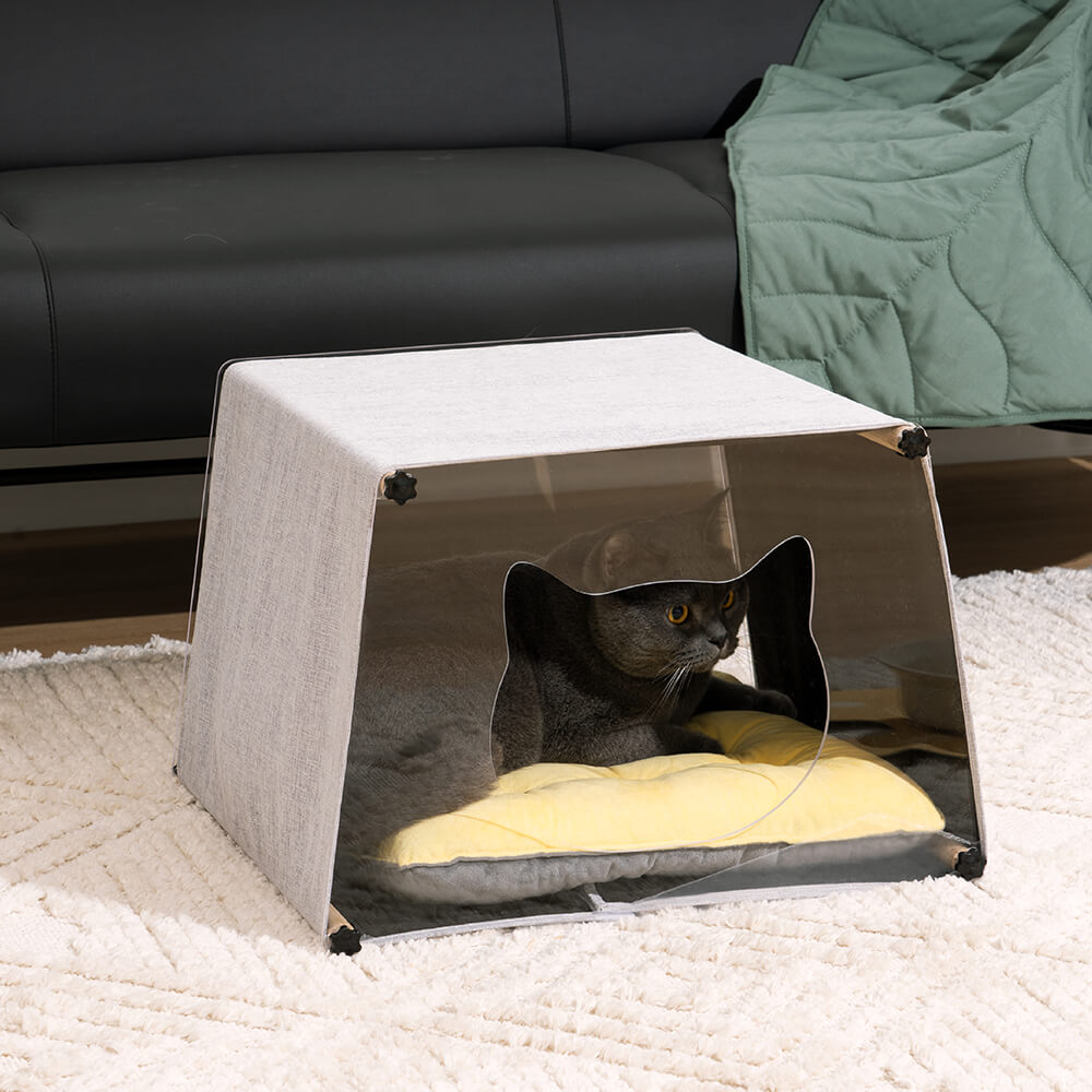 Acrylic Indoor Simple Solid Wood Structure Cat House - FUNNYFUZZY