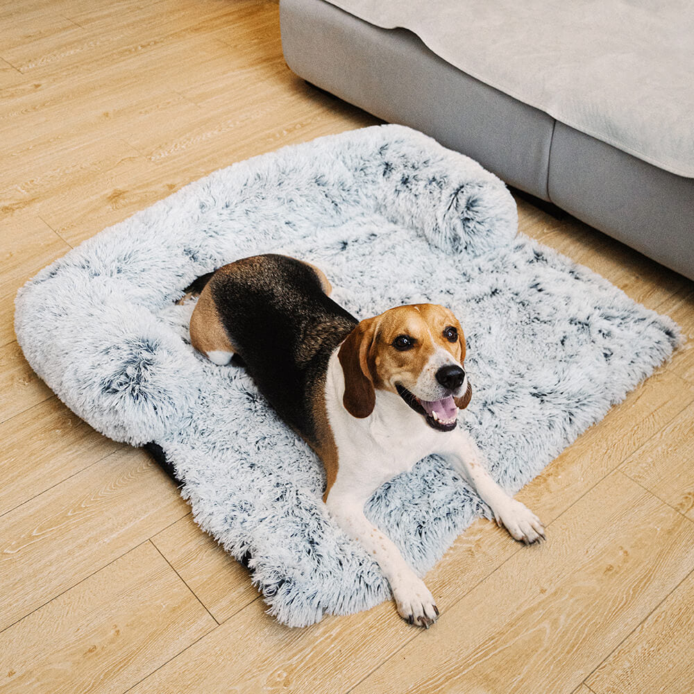 Calming Furniture Protector Dog Bed - Fuzzy Backrest - FUNNYFUZZY