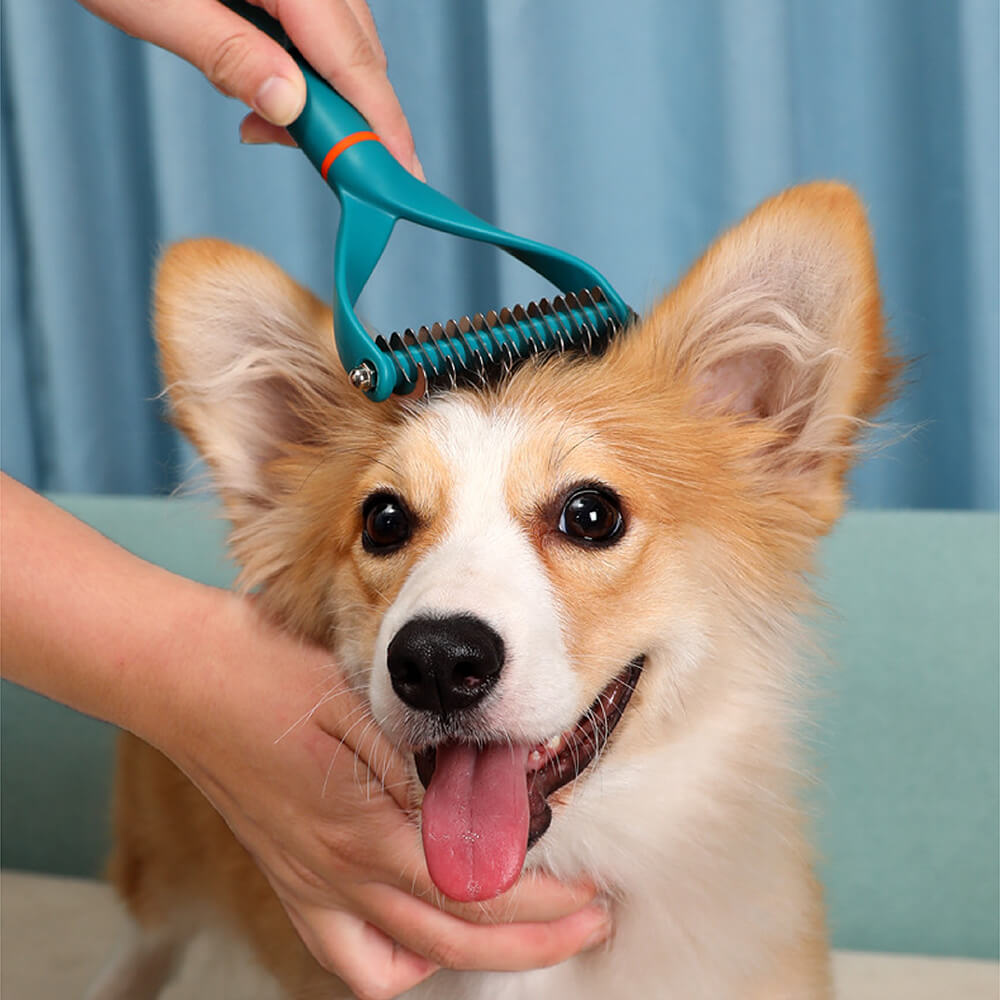 Pet Safe Dematting Comb Rake - Double Sided Blades - FUNNYFUZZY