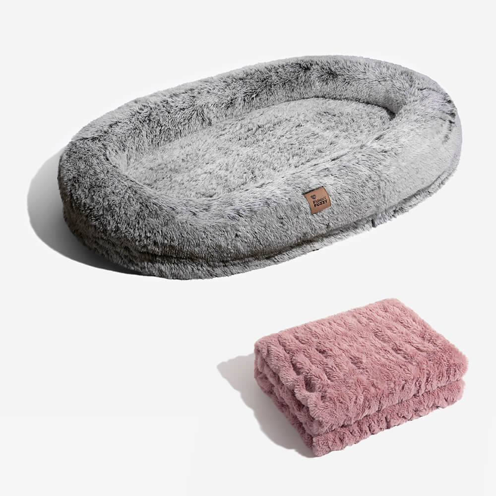 Luxury Super Large Human Dog Bed With Super Soft Pet Throw Blanket - FUNNYFUZZY