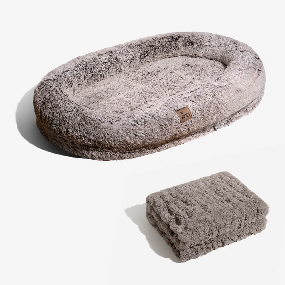 Luxury Super Large Sleep Deeper Oval Bed Human Dog Bed - FUNNYFUZZY