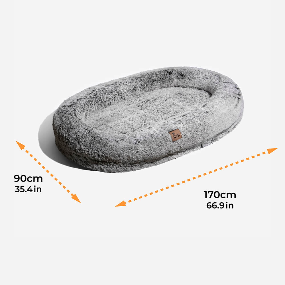 Luxury Super Large Human Dog Bed With Super Soft Pet Throw Blanket - FUNNYFUZZY