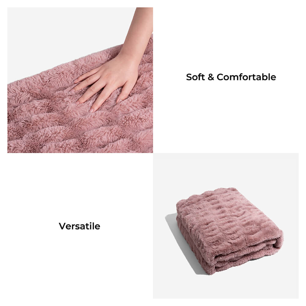 Super Soft Faux Fur & Velvet Luxury Pet Throw Blanket Human Blanket - FUNNYFUZZY