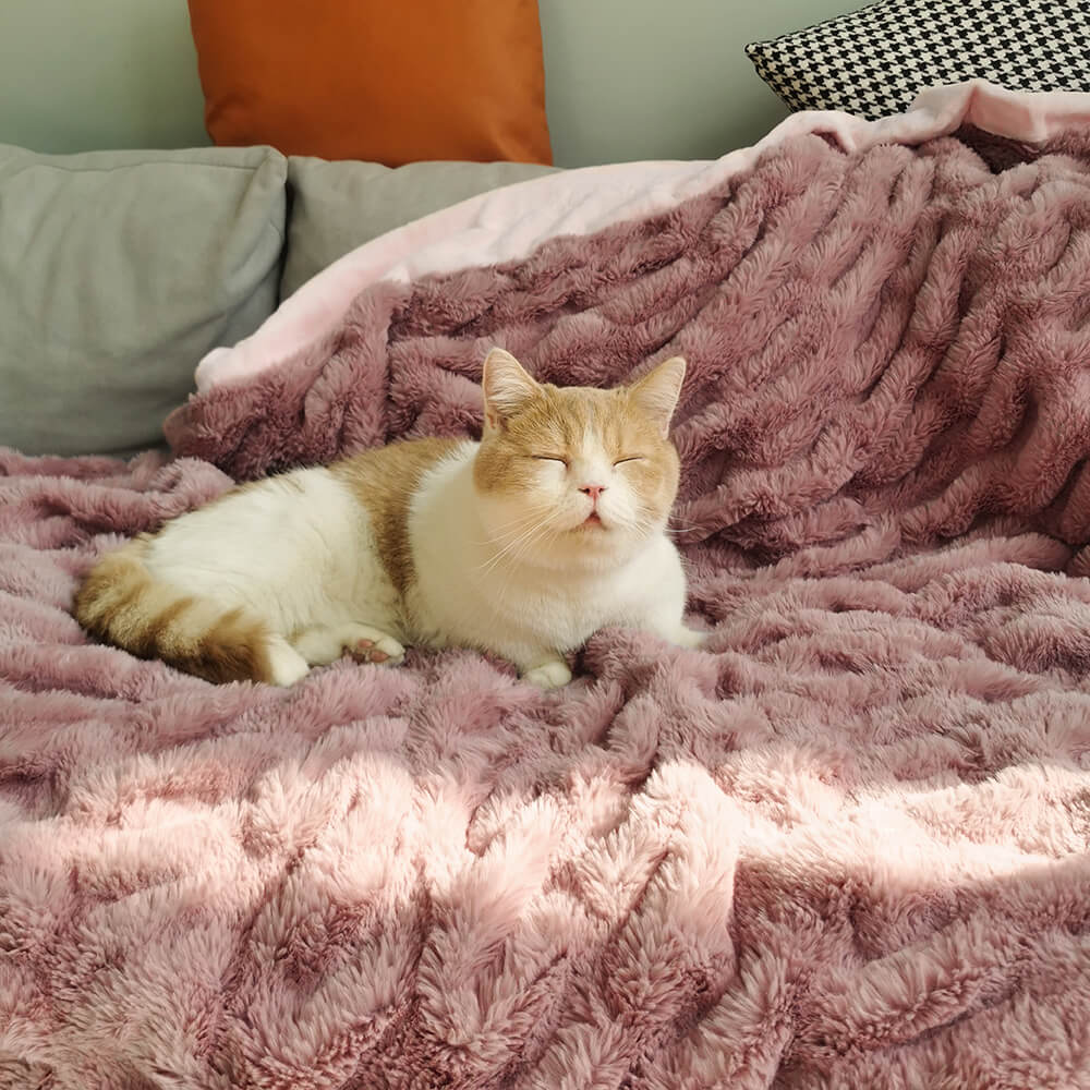 Super Soft Faux Fur & Velvet Luxury Pet Throw Blanket Human Blanket - FUNNYFUZZY